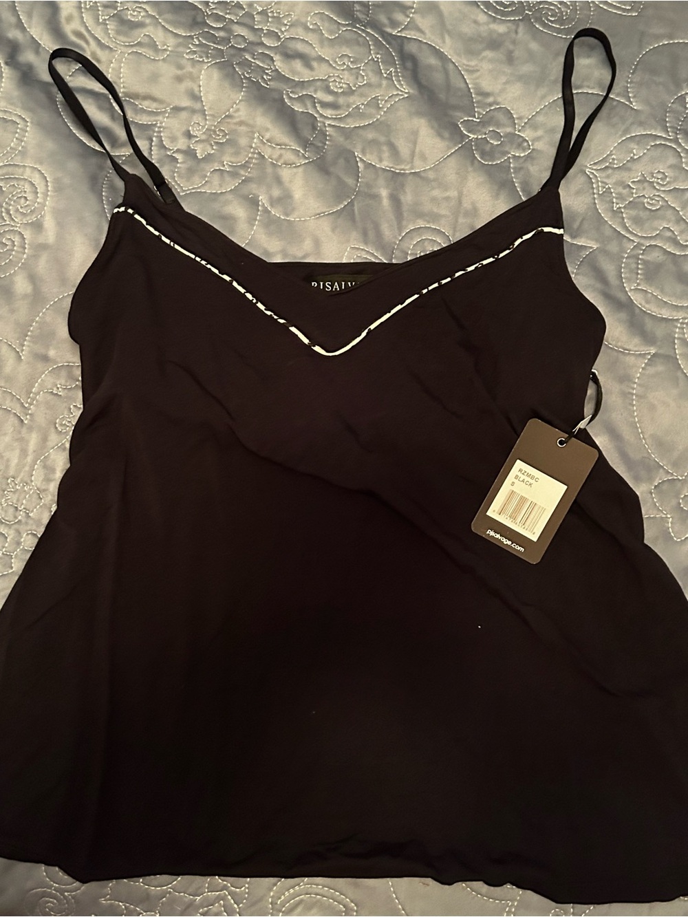 PJ salvage Black adjustable Strap Cami with Contrast Trim